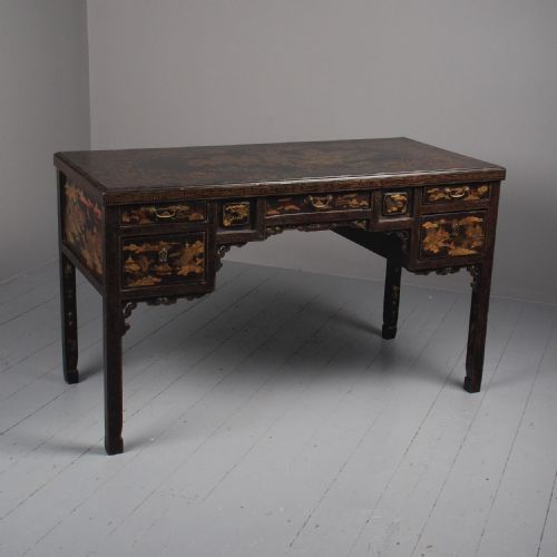 Chinese Gilded and Black Lacquered Desk