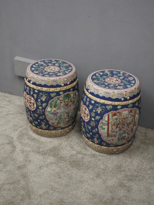 PAIR OF CHINESE QING DYNASTY PAINTED BARRELS SEATS - ADDITIONAL PHOTO 1