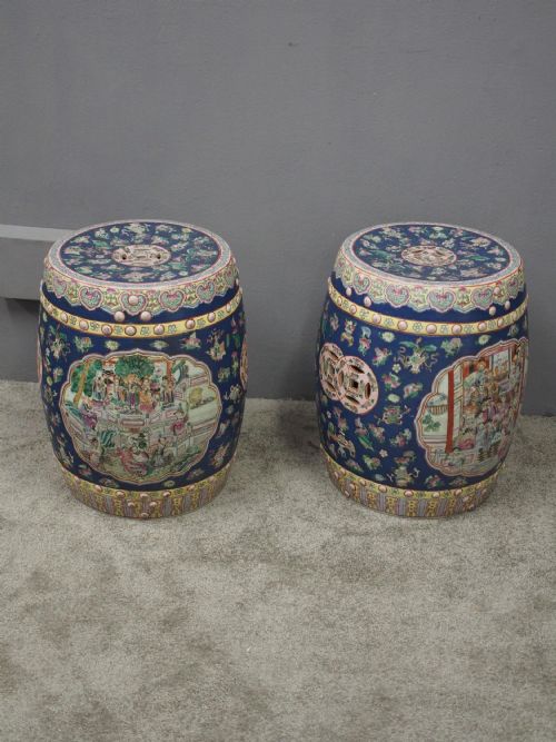 PAIR OF CHINESE QING DYNASTY PAINTED BARRELS SEATS - ADDITIONAL PHOTO 2