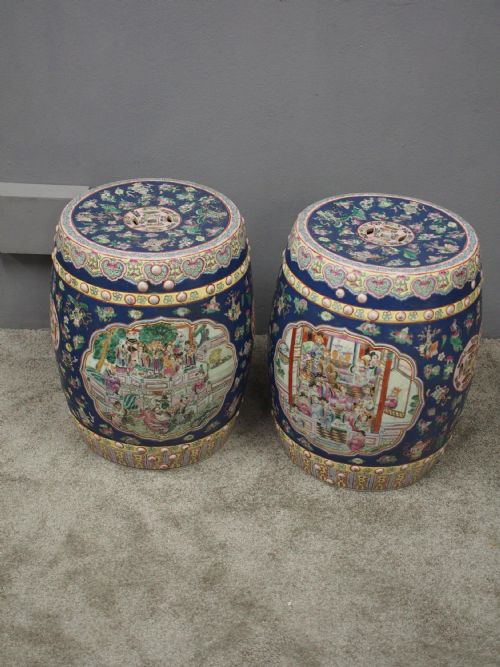 PAIR OF CHINESE QING DYNASTY PAINTED BARRELS SEATS - ADDITIONAL PHOTO 3