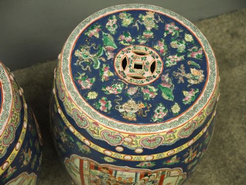 PAIR OF CHINESE QING DYNASTY PAINTED BARRELS SEATS - ADDITIONAL PHOTO 5