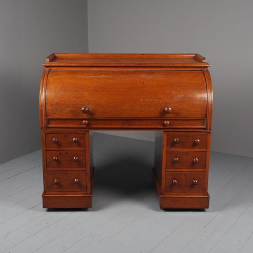 Victorian Oak Cylinder Top Desk