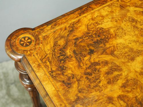 VICTORIAN INLAID BURR WALNUT GAMES TABLE - ADDITIONAL PHOTO 4