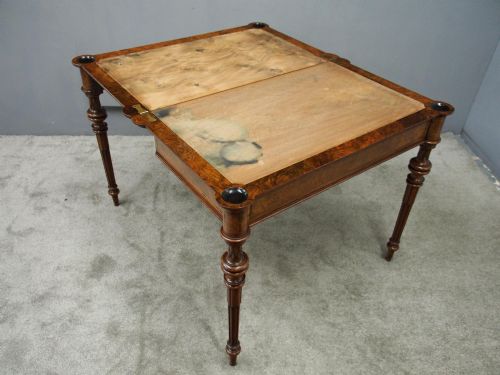 VICTORIAN INLAID BURR WALNUT GAMES TABLE - ADDITIONAL PHOTO 5