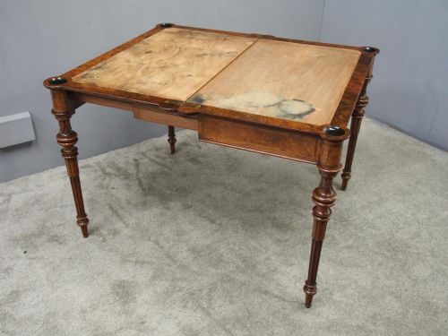 VICTORIAN INLAID BURR WALNUT GAMES TABLE - ADDITIONAL PHOTO 7