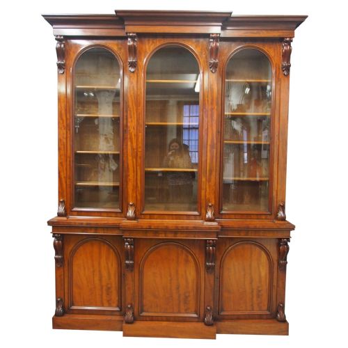Victorian Mahogany Breakfront Cabinet Bookcase