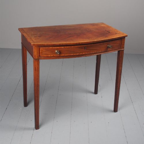 George III Bowfront Inlaid Mahogany Side Table