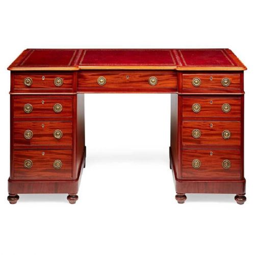 Victorian Mahogany Pedestal Kneehole Writing Desk