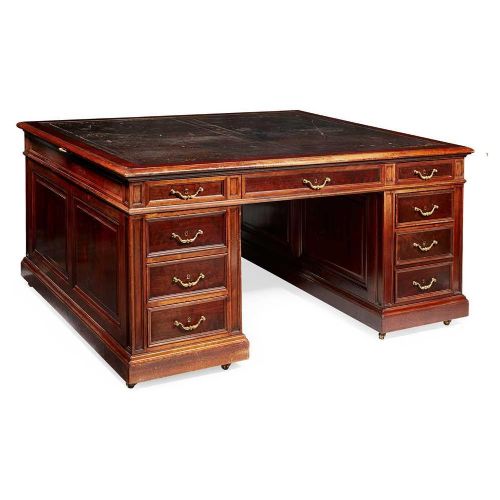Large Late Victorian Mahogany Partners Desk
