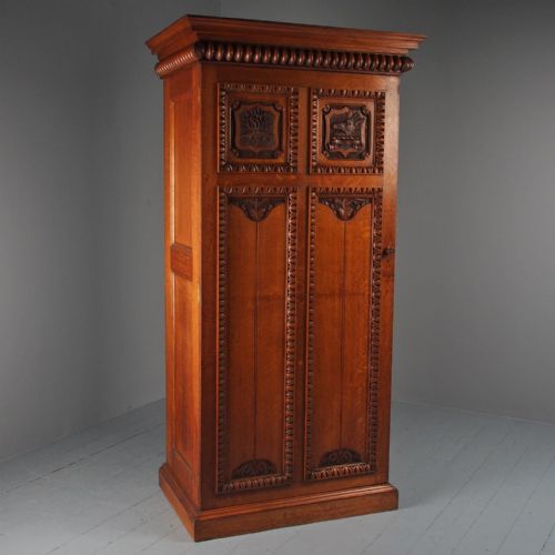 Oak Silver Cabinet with Breadalbane Coat of Arms