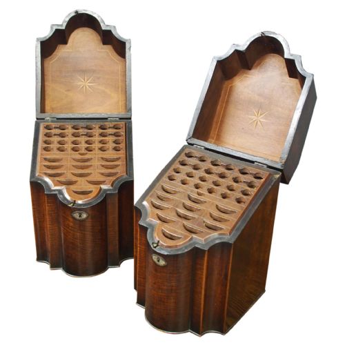 PAIR OF GEORGE III INLAID MAHOGANY CUTLERY BOXES - ADDITIONAL PHOTO 1