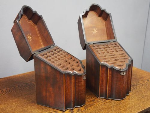 PAIR OF GEORGE III INLAID MAHOGANY CUTLERY BOXES - ADDITIONAL PHOTO 2