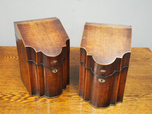 PAIR OF GEORGE III INLAID MAHOGANY CUTLERY BOXES - ADDITIONAL PHOTO 4