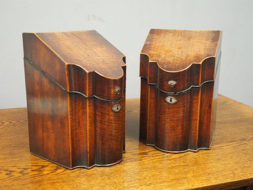 PAIR OF GEORGE III INLAID MAHOGANY CUTLERY BOXES - ADDITIONAL PHOTO 5