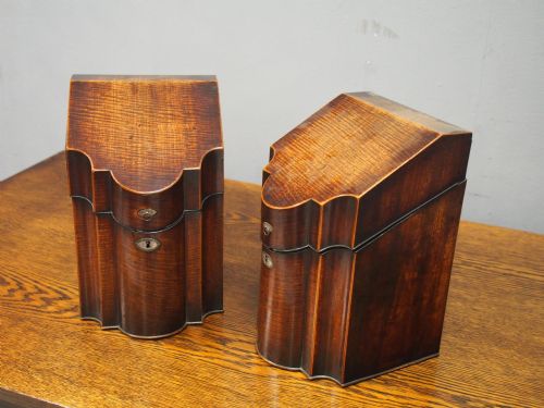 PAIR OF GEORGE III INLAID MAHOGANY CUTLERY BOXES - ADDITIONAL PHOTO 6