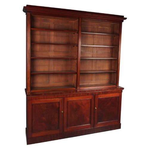 Large Early Victorian Mahogany Open Bookcase
