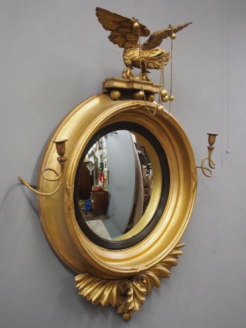 LARGE REGENCY GILT GIRANDOLE MIRROR - ADDITIONAL PHOTO 1
