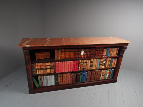 WILLIAM IV ROSEWOOD AND PINK MARBLE TOP OPEN BOOKCASE - ADDITIONAL PHOTO 1