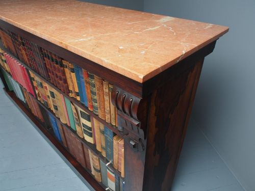 WILLIAM IV ROSEWOOD AND PINK MARBLE TOP OPEN BOOKCASE - ADDITIONAL PHOTO 3