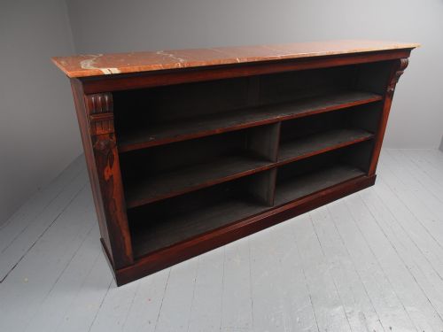 WILLIAM IV ROSEWOOD AND PINK MARBLE TOP OPEN BOOKCASE - ADDITIONAL PHOTO 6