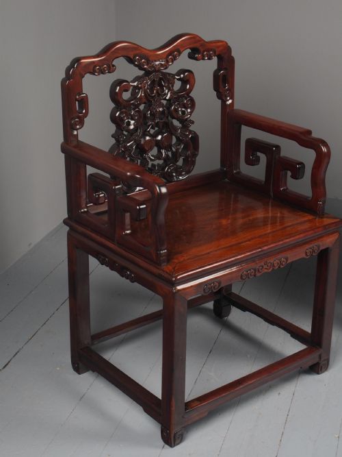PAIR OF CHINESE QING DYNASTY HONGMU THRONE CHAIRS - ADDITIONAL PHOTO 5