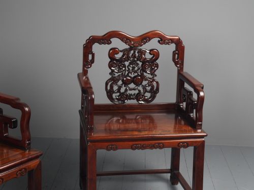 PAIR OF CHINESE QING DYNASTY HONGMU THRONE CHAIRS - ADDITIONAL PHOTO 6
