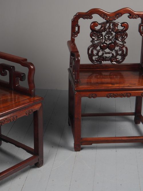 PAIR OF CHINESE QING DYNASTY HONGMU THRONE CHAIRS - ADDITIONAL PHOTO 7