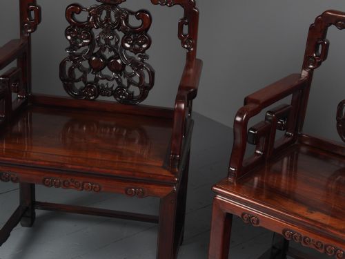 PAIR OF CHINESE QING DYNASTY HONGMU THRONE CHAIRS - ADDITIONAL PHOTO 8