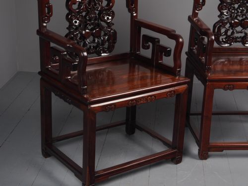 PAIR OF CHINESE QING DYNASTY HONGMU THRONE CHAIRS - ADDITIONAL PHOTO 9