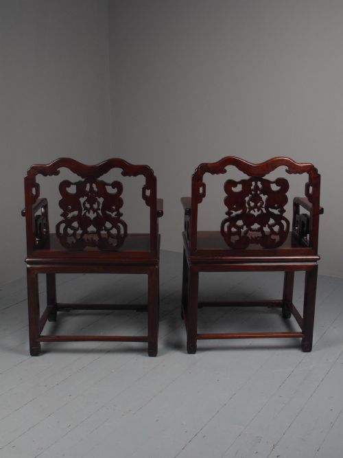 PAIR OF CHINESE QING DYNASTY HONGMU THRONE CHAIRS - ADDITIONAL PHOTO 11