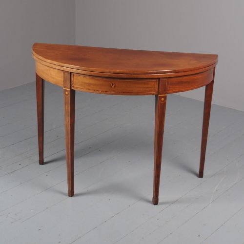 George III Inlaid Mahogany Foldover Table