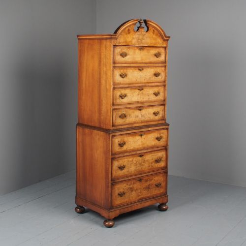 Georgian Style Burr Walnut Chest on Chest
