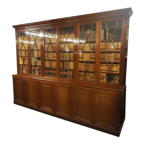 Large George III Style Mahogany 6 Door Cabinet Bookcase