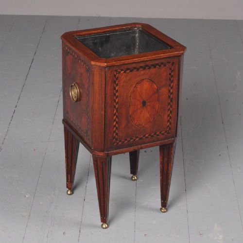 Antique Dutch Small Inlaid Mahogany Jardiniere