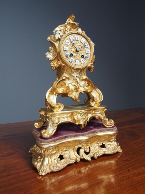 fig 1. Louis XV Style Ormolu Mantel Clock by Raingo, Paris
