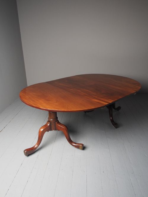 ANTIQUE GEORGIAN MAHOGANY TWIN PEDESTAL DINING TABLE - ADDITIONAL PHOTO 4
