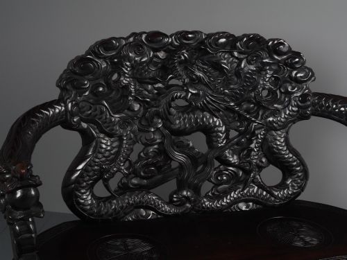 ANTIQUE CHINESE CARVED HARDWOOD HALL BENCH - ADDITIONAL PHOTO 2