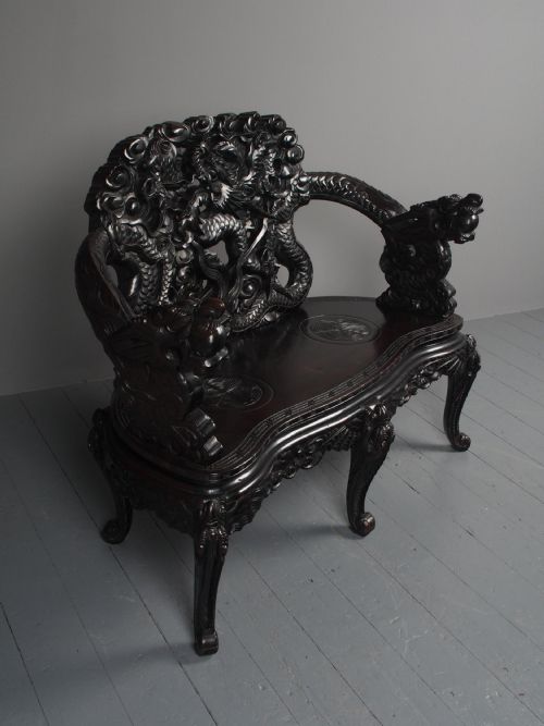 ANTIQUE CHINESE CARVED HARDWOOD HALL BENCH - ADDITIONAL PHOTO 13