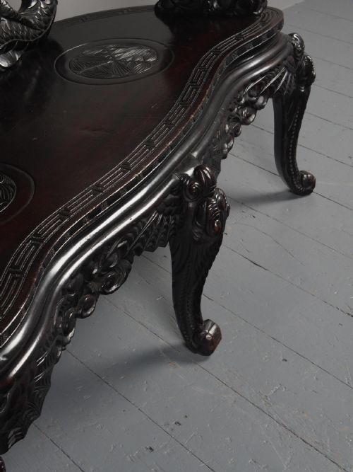ANTIQUE CHINESE CARVED HARDWOOD HALL BENCH - ADDITIONAL PHOTO 14