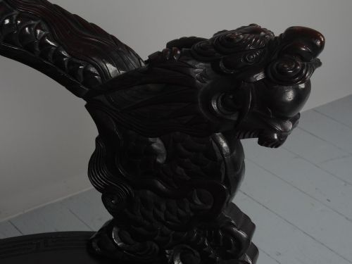 ANTIQUE CHINESE CARVED HARDWOOD HALL BENCH - ADDITIONAL PHOTO 15