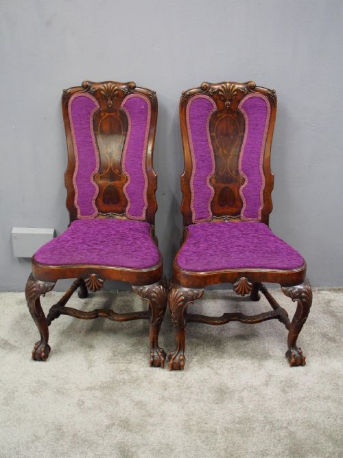 ANTIQUE PAIR OF GEORGE I STYLE WALNUT CHAIRS - ADDITIONAL PHOTO 1