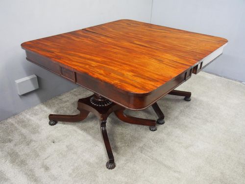 ANTIQUE REGENCY MAHOGANY TWIN PILLAR DINING TABLE - ADDITIONAL PHOTO 1