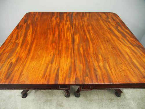 ANTIQUE REGENCY MAHOGANY TWIN PILLAR DINING TABLE - ADDITIONAL PHOTO 5