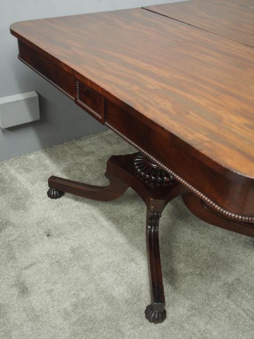 ANTIQUE REGENCY MAHOGANY TWIN PILLAR DINING TABLE - ADDITIONAL PHOTO 6