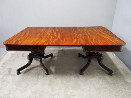 ANTIQUE REGENCY MAHOGANY TWIN PILLAR DINING TABLE - ADDITIONAL PHOTO 9