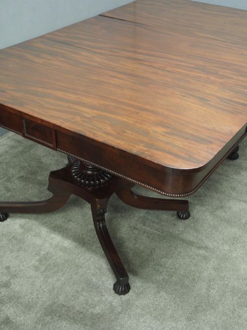ANTIQUE REGENCY MAHOGANY TWIN PILLAR DINING TABLE - ADDITIONAL PHOTO 11