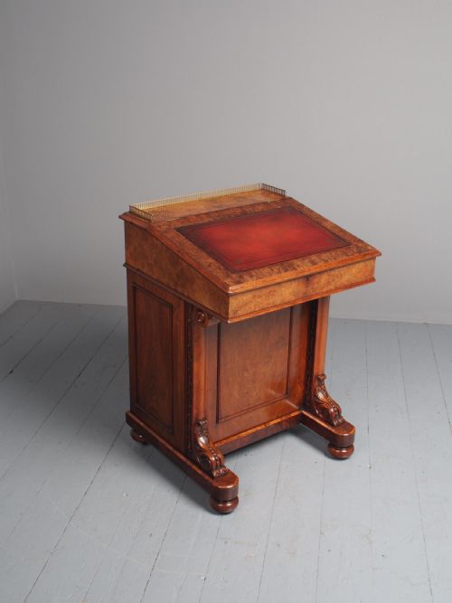 ANTIQUE EARLY VICTORIAN BURR WALNUT DAVENPORT DESK - ADDITIONAL PHOTO 1