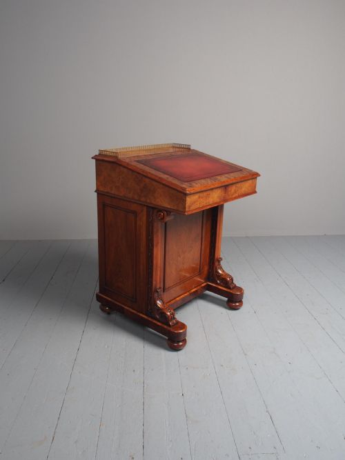 ANTIQUE EARLY VICTORIAN BURR WALNUT DAVENPORT DESK - ADDITIONAL PHOTO 2