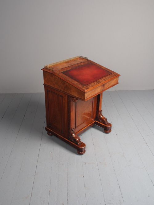 ANTIQUE EARLY VICTORIAN BURR WALNUT DAVENPORT DESK - ADDITIONAL PHOTO 3