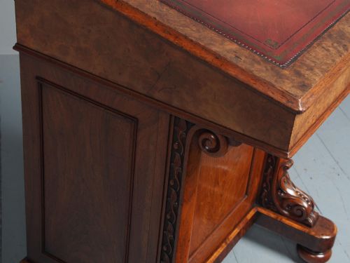 ANTIQUE EARLY VICTORIAN BURR WALNUT DAVENPORT DESK - ADDITIONAL PHOTO 4